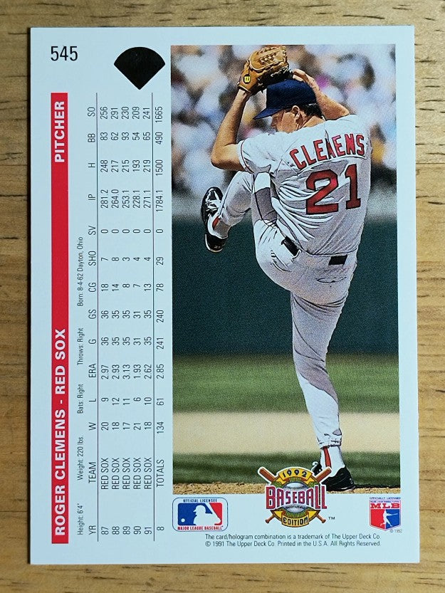 1992 Upper Deck #545 Roger Clemens