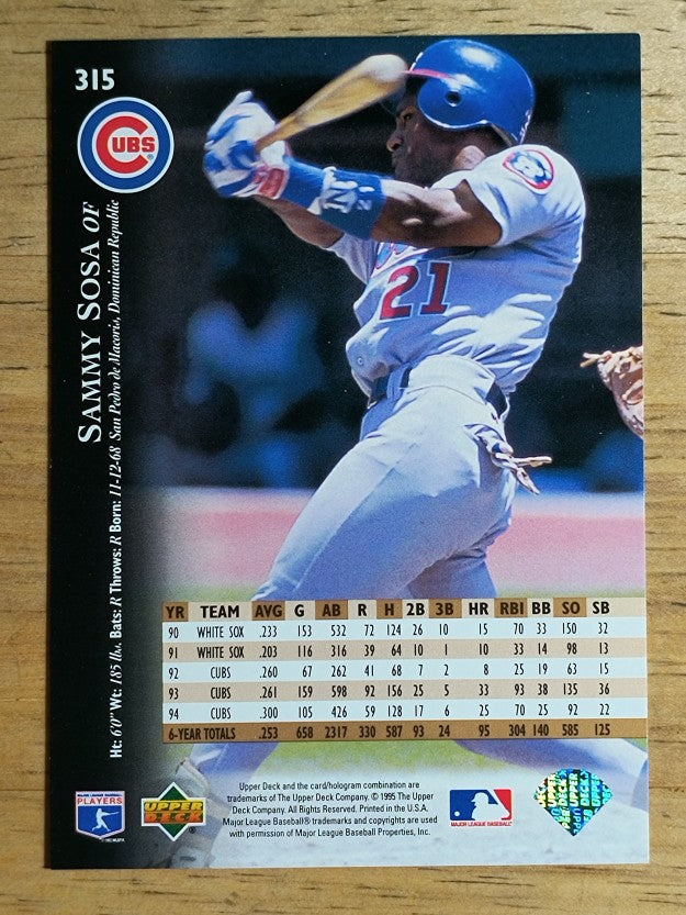 1995 Upper Deck #315 Sammy Sosa