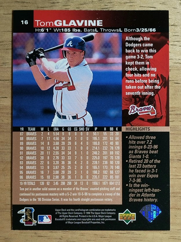 1997 Upper Deck #16 Tom Glavine