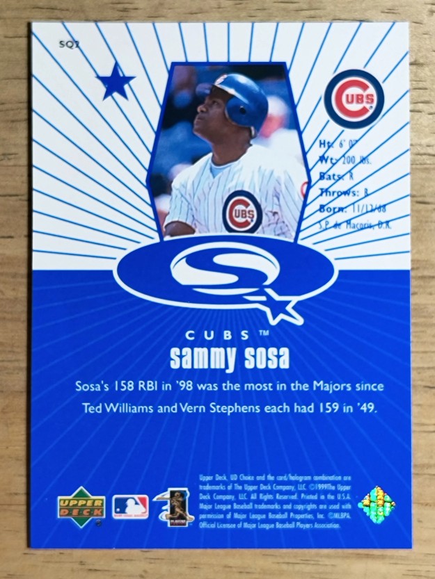 1999 UD Choice StarQuest #2 Sammy Sosa