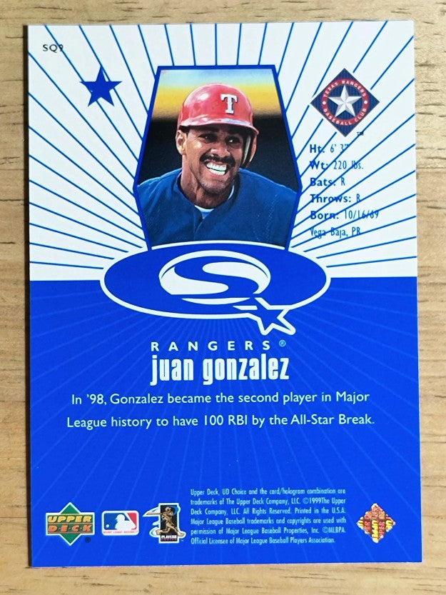 1999 UD Choice StarQuest #9 Juan Gonzalez