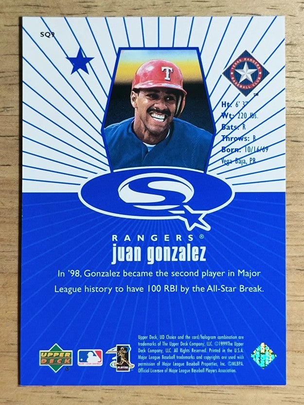 1999 UD Choice StarQuest #9 Juan Gonzalez