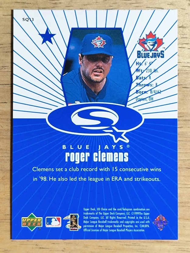 1999 UD Choice StarQuest #13 Roger Clemens