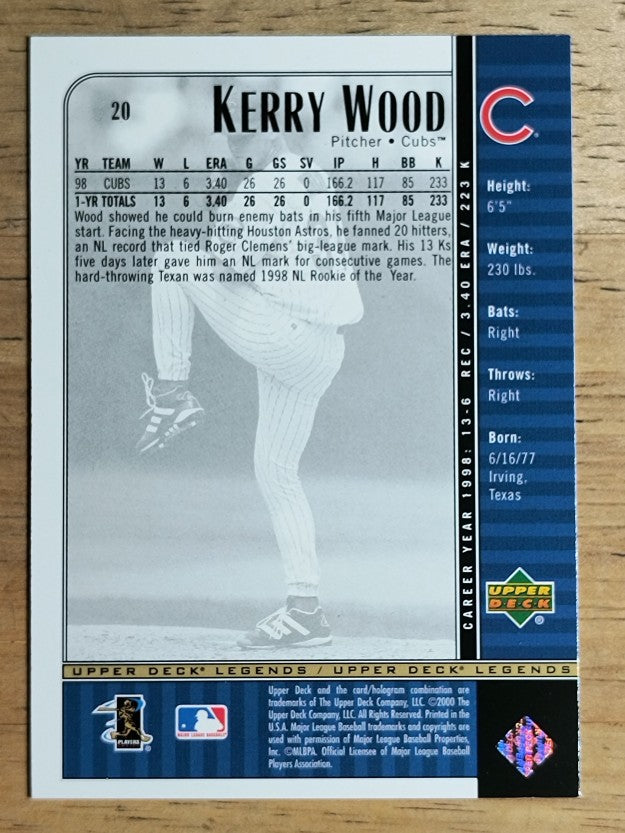 2000 Upper Deck Legends #20 Kerry Wood