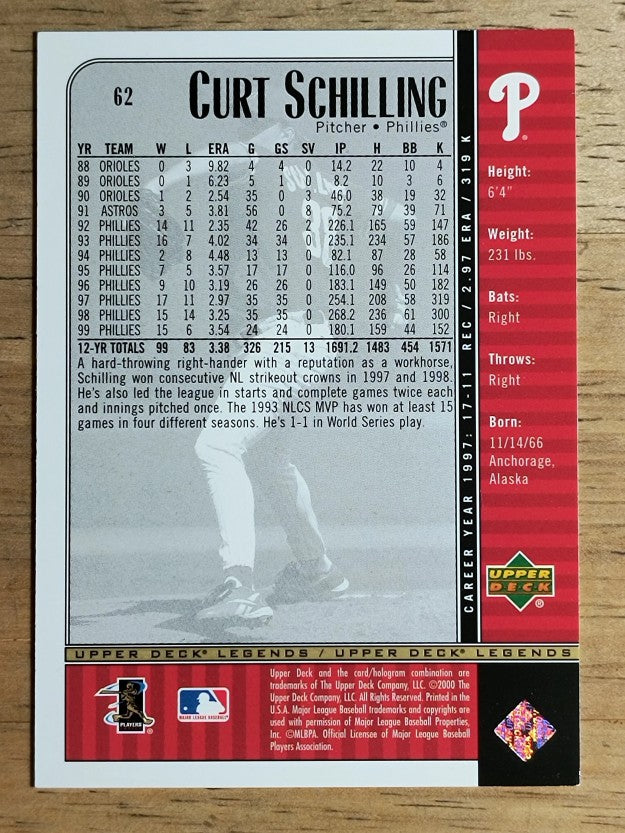 2000 Upper Deck Legends #62 Curt Schilling