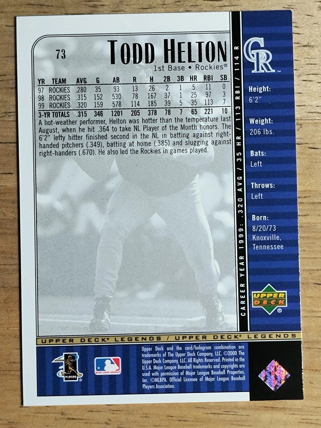 2000 Upper Deck Legends #73 Todd Helton