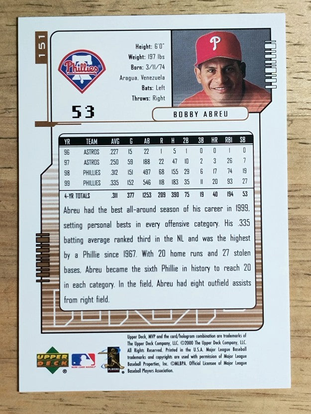 2000 Upper Deck MVP #151 Bob Abreu