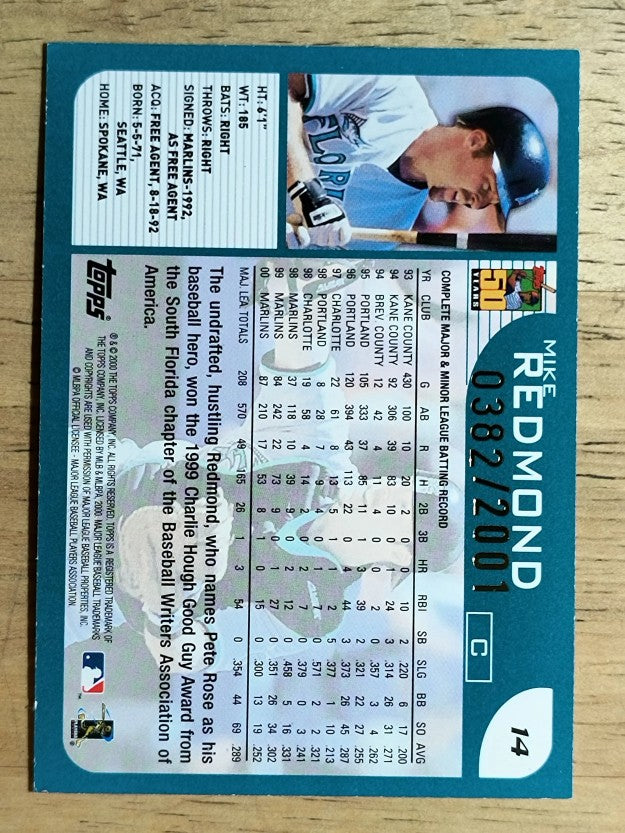 2001 Topps Gold #14 Mike Redmond (EX)
