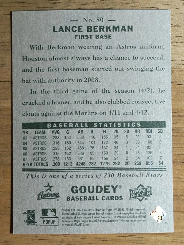 2008 Upper Deck Goudey #80 Lance Berkman