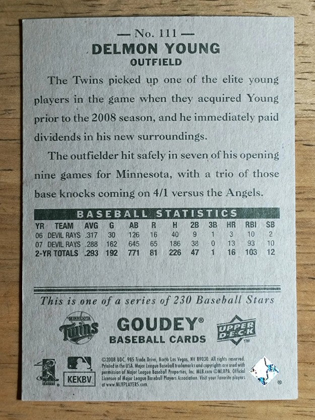 2008 Upper Deck Goudey #111 Delmon Young