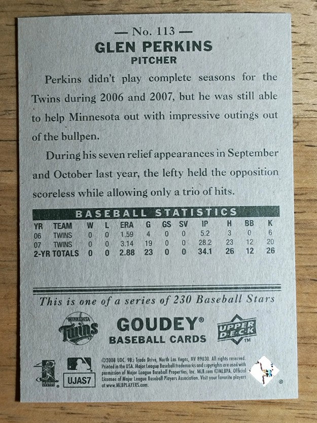 2008 Upper Deck Goudey #113 Glen Perkins