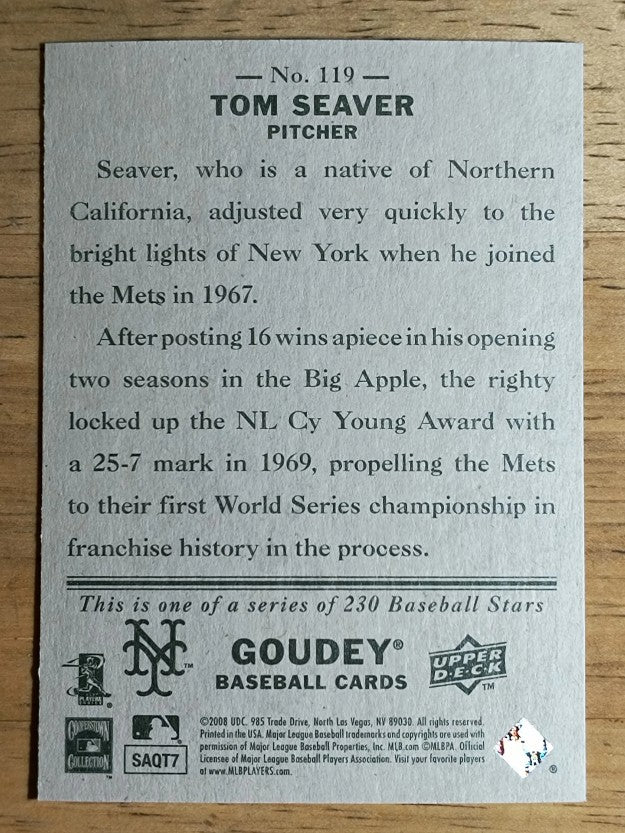 2008 Upper Deck Goudey #119 Tom Seaver