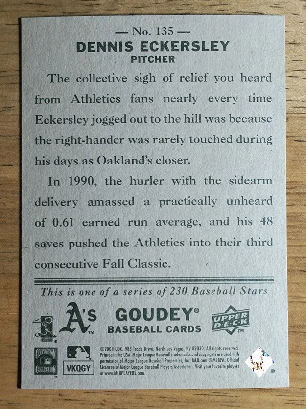 2008 Upper Deck Goudey #135 Dennis Eckersley