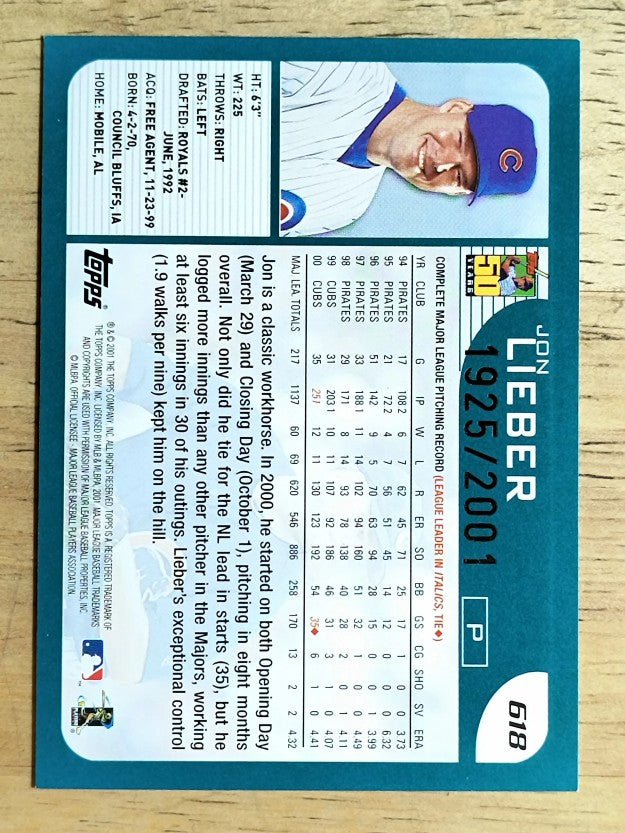 2001 Topps Gold #618 Jon Lieber