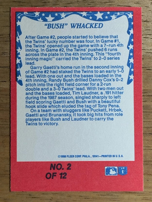 1988 Fleer World Series #2 Randy Bush
