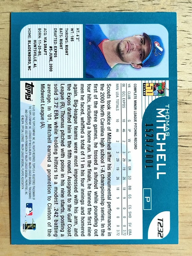 2001 Topps Traded Gold #T232 Thomas Mitchell