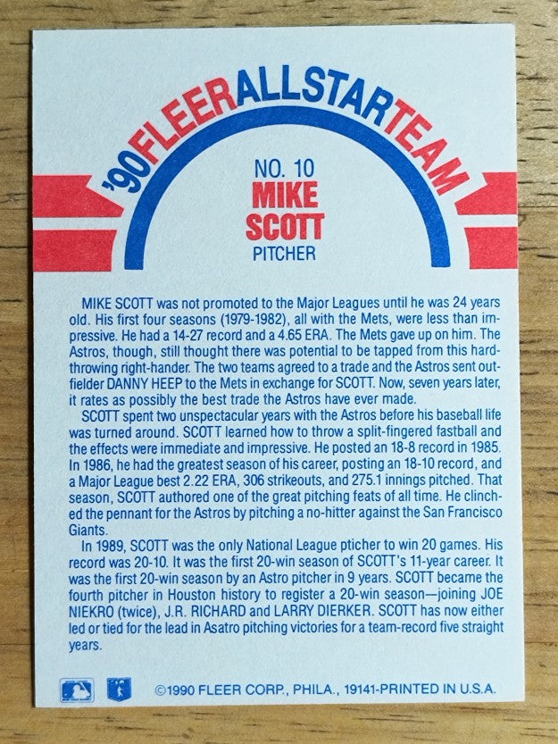 1990 Fleer All-Stars #10 Mike Scott