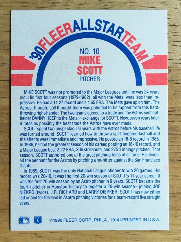 1990 Fleer All-Stars #10 Mike Scott