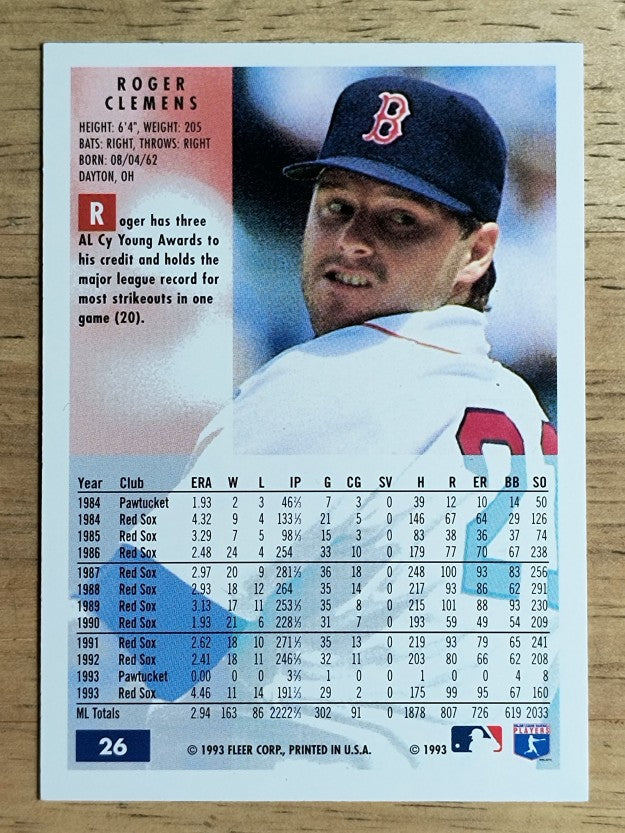 1994 Fleer #26 Roger Clemens