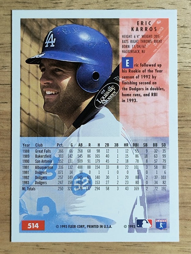 1994 Fleer #514 Eric Karros