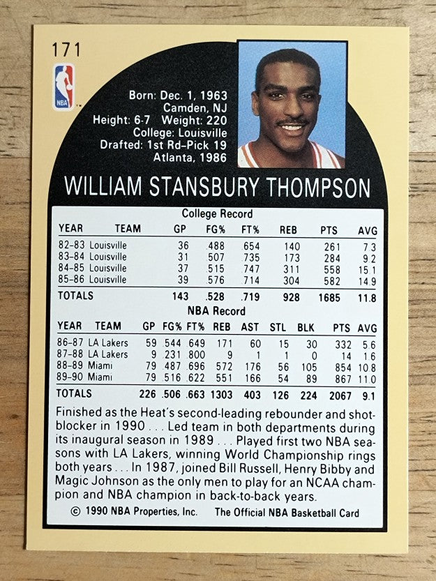 1990-91 Hoops #171B Billy Thompson