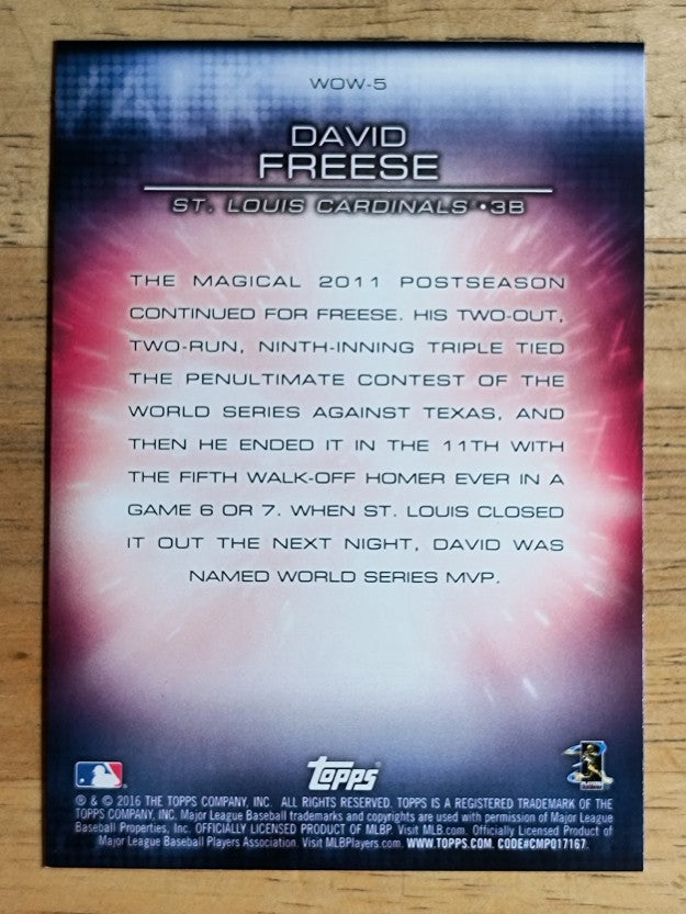2016 Topps Walk Off Wins #WOW5 David Freese