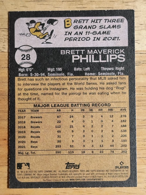 2022 Topps Heritage #28 Brett Phillips