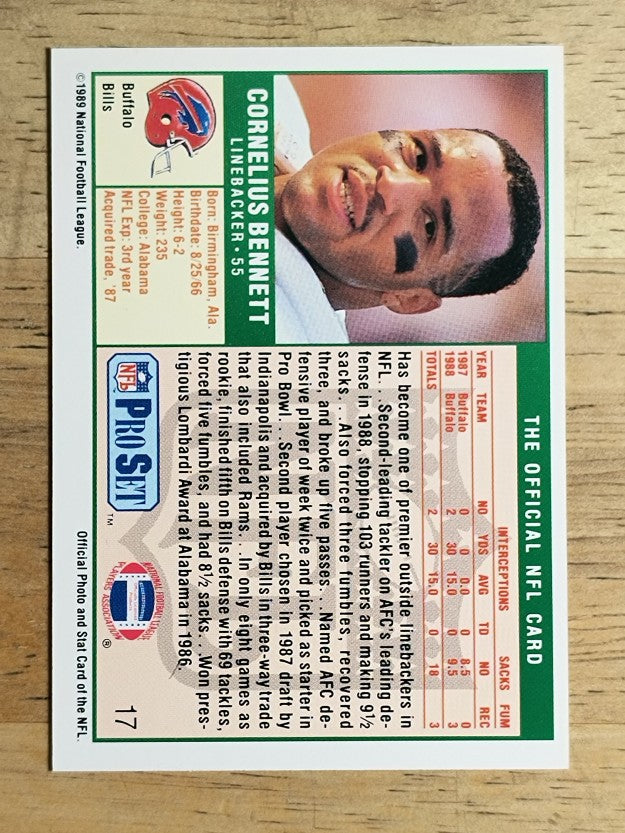 1989 Pro Set #17 Cornelius Bennett