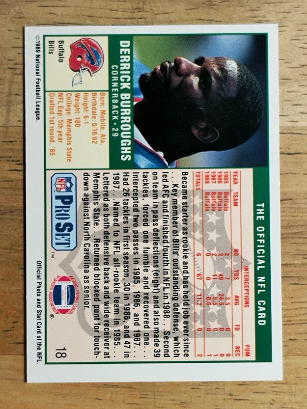 1989 Pro Set #18 Derrick Burroughs