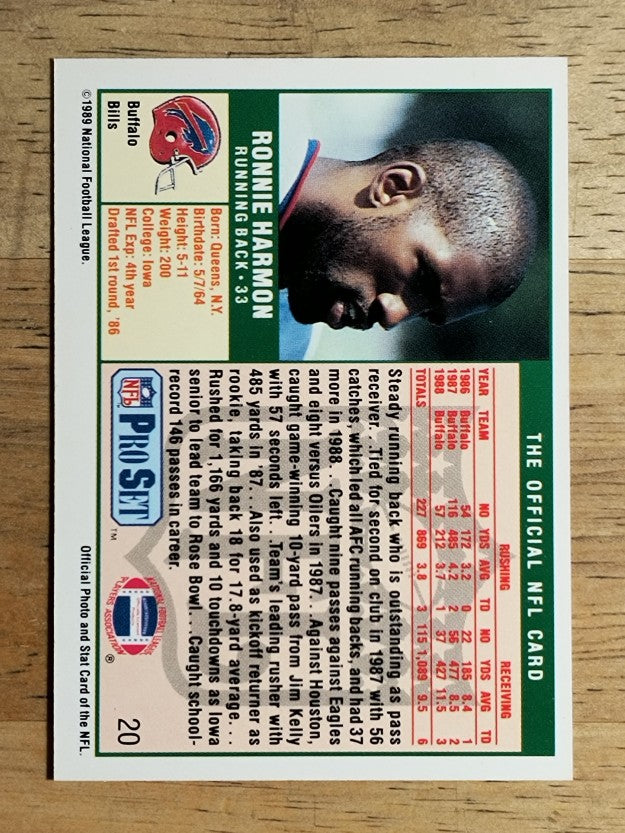 1989 Pro Set #20 Ronnie Harmon