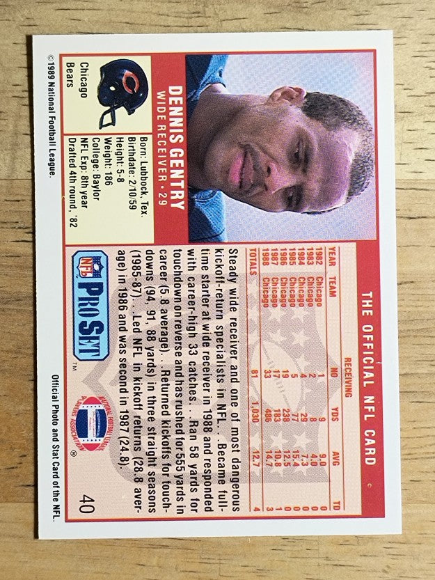 1989 Pro Set #40 Dennis Gentry
