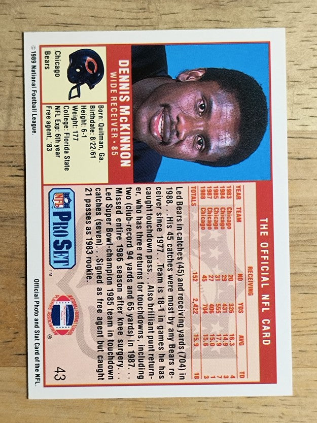 1989 Pro Set #43 Dennis McKinnon