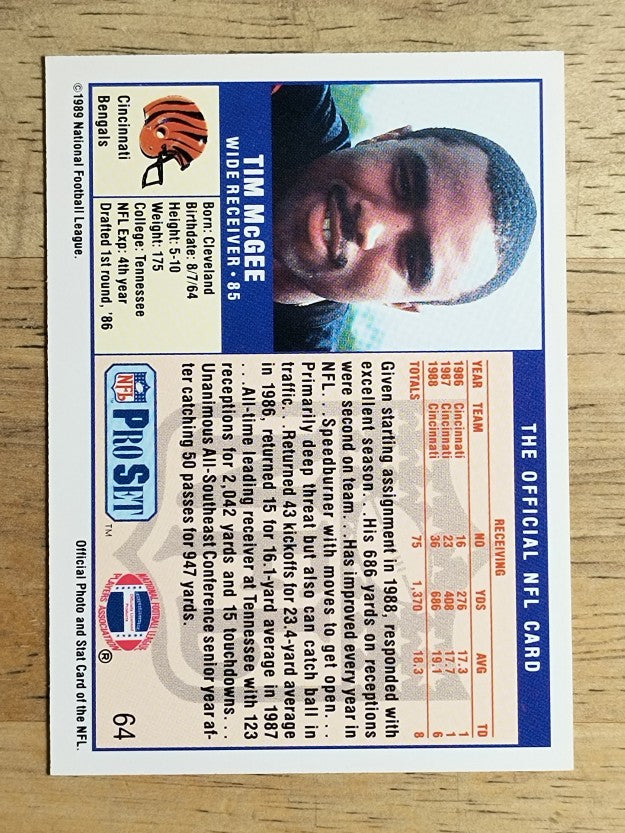 1989 Pro Set #64 Tim McGee