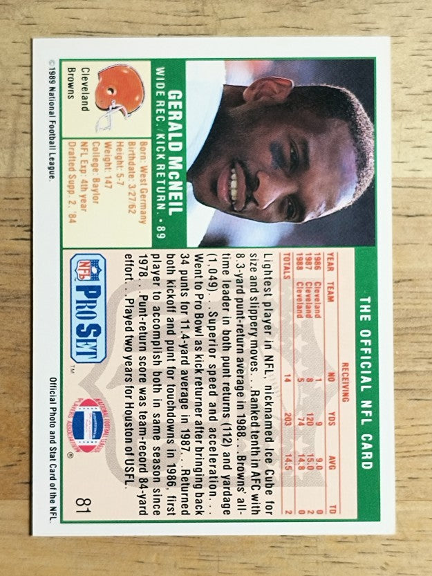 1989 Pro Set #81 Gerald McNeil