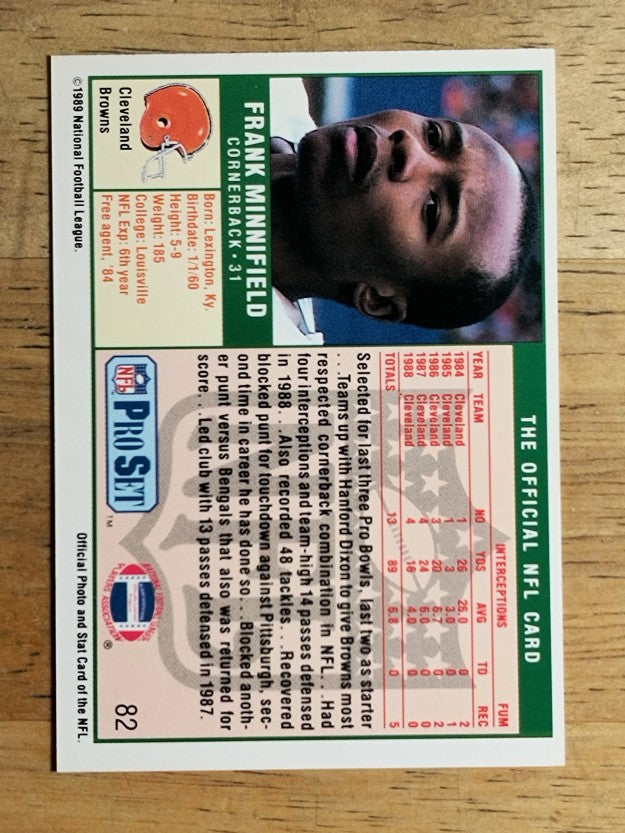 1989 Pro Set #82 Frank Minnifield