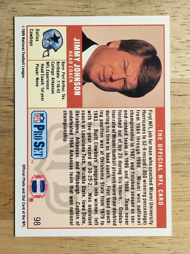 1989 Pro Set #98 Jimmy Johnson CO RC