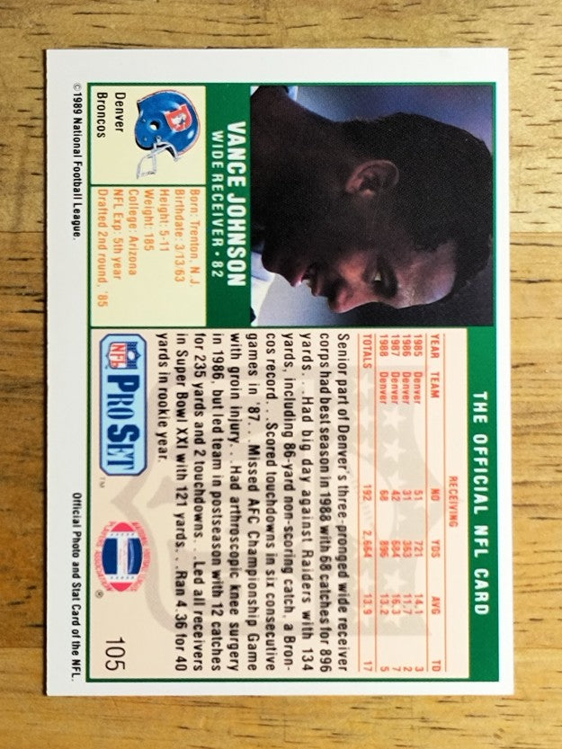 1989 Pro Set #105 Vance Johnson