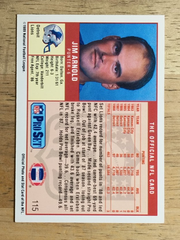 1989 Pro Set #115 Jim Arnold