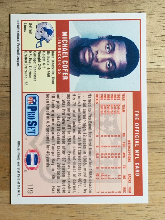 1989 Pro Set #119 Mike Cofer