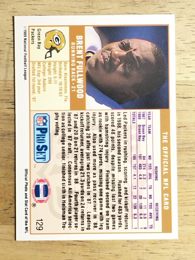 1989 Pro Set #129 Brent Fullwood RC