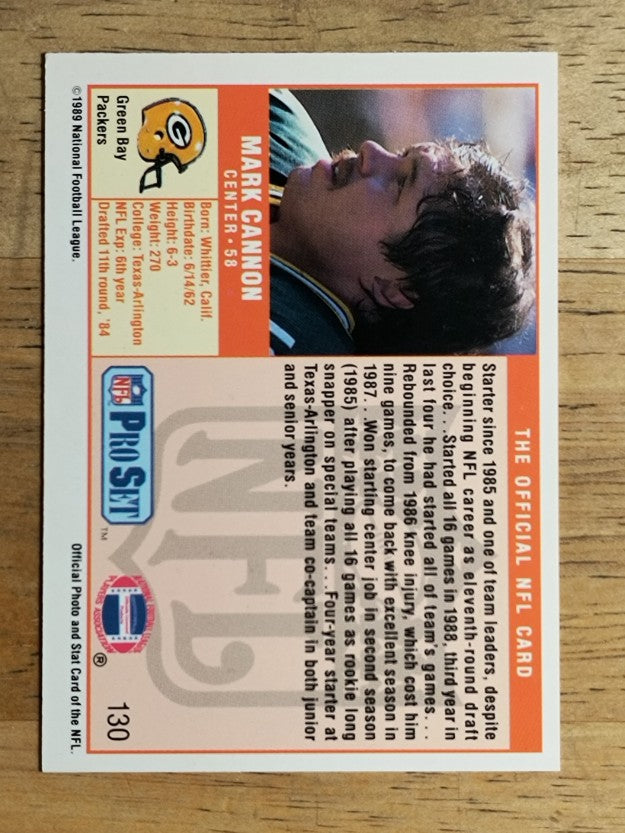 1989 Pro Set #130 Mark Cannon RC
