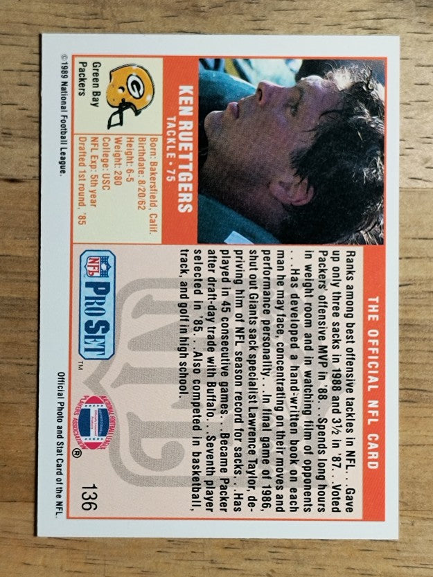 1989 Pro Set #136 Ken Ruettgers RC