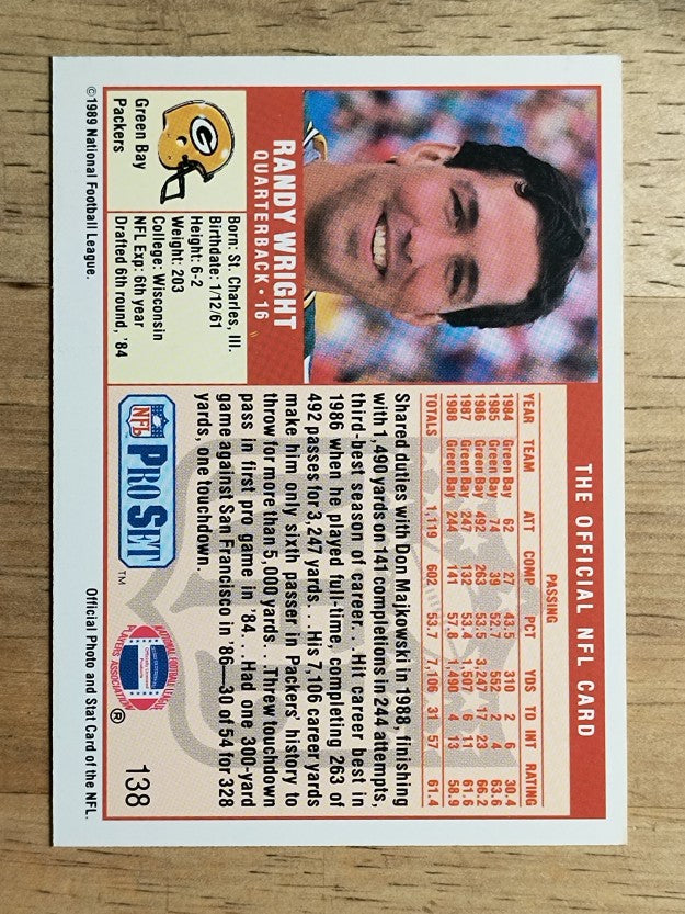 1989 Pro Set #138 Randy Wright
