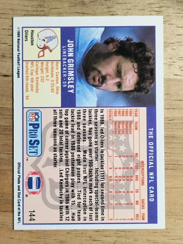 1989 Pro Set #144 John Grimsley