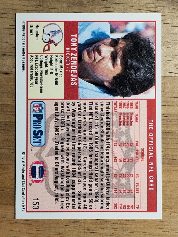 1989 Pro Set #153 Tony Zendejas