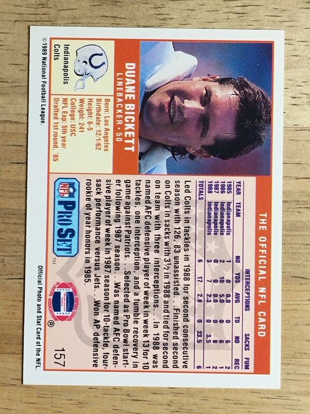 1989 Pro Set #157 Duane Bickett