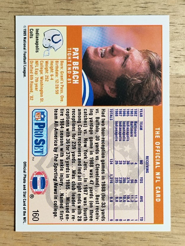 1989 Pro Set #160 Pat Beach