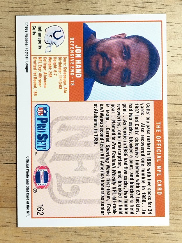 1989 Pro Set #162 Jon Hand