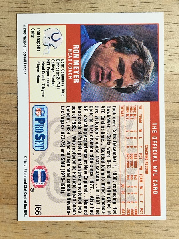 1989 Pro Set #166 Ron Meyer CO