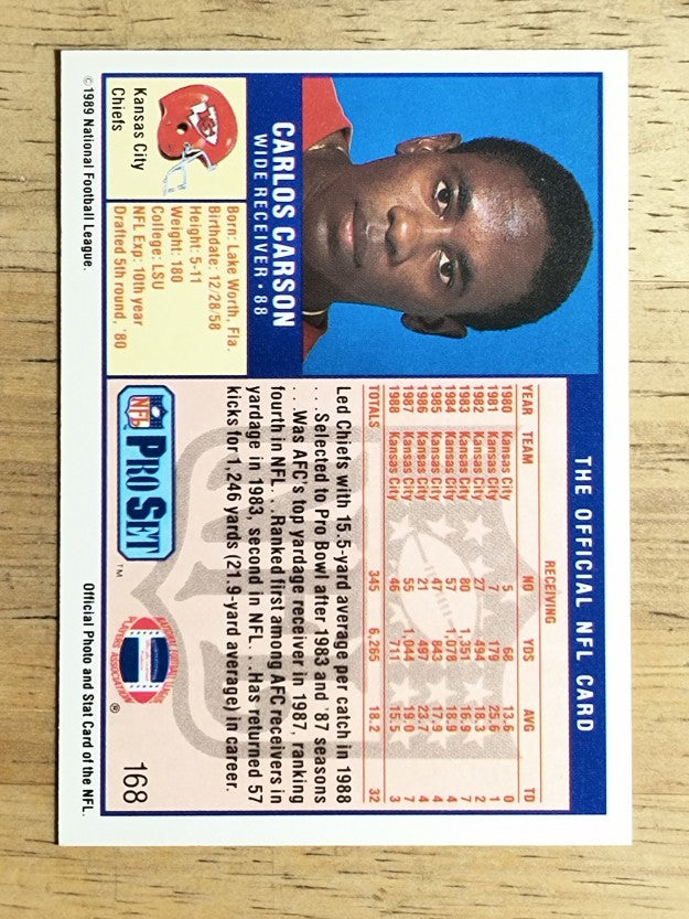 1989 Pro Set #168 Carlos Carson